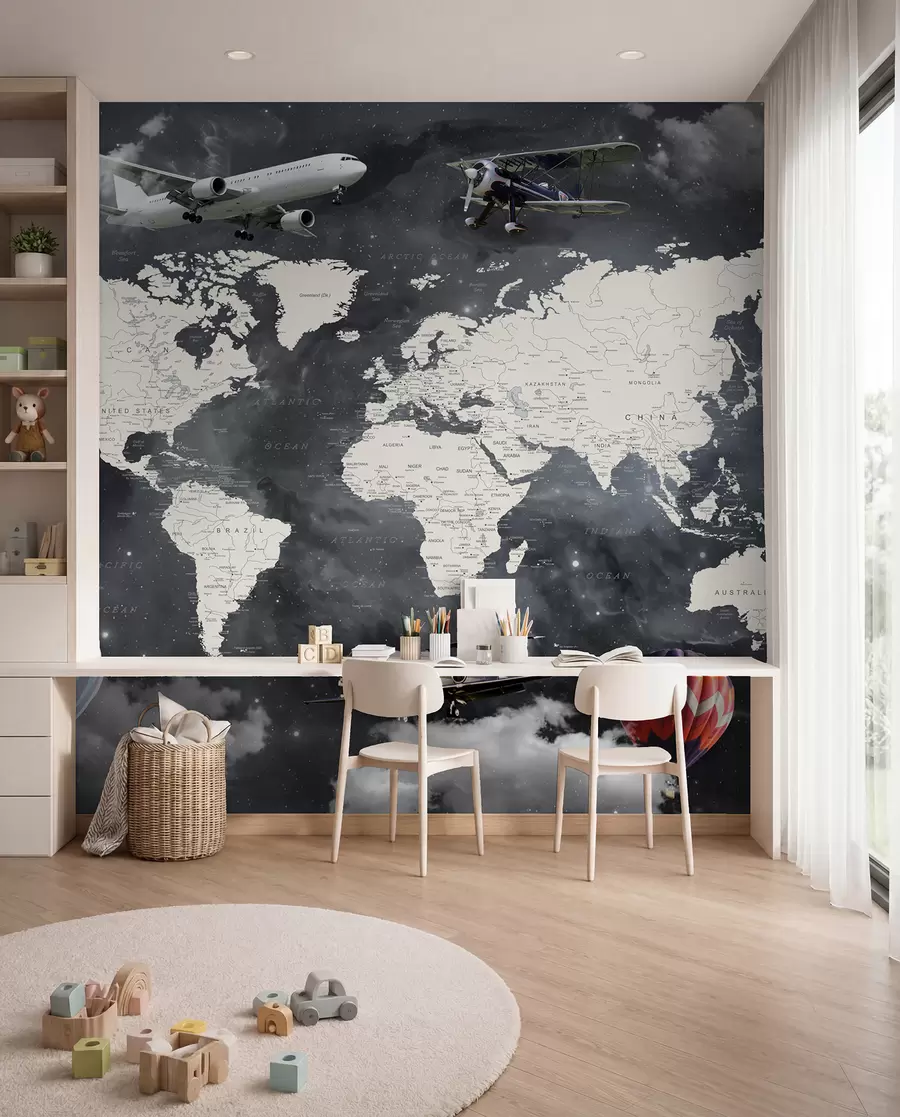Fotobehang Kaart en vliegtuigen u72597