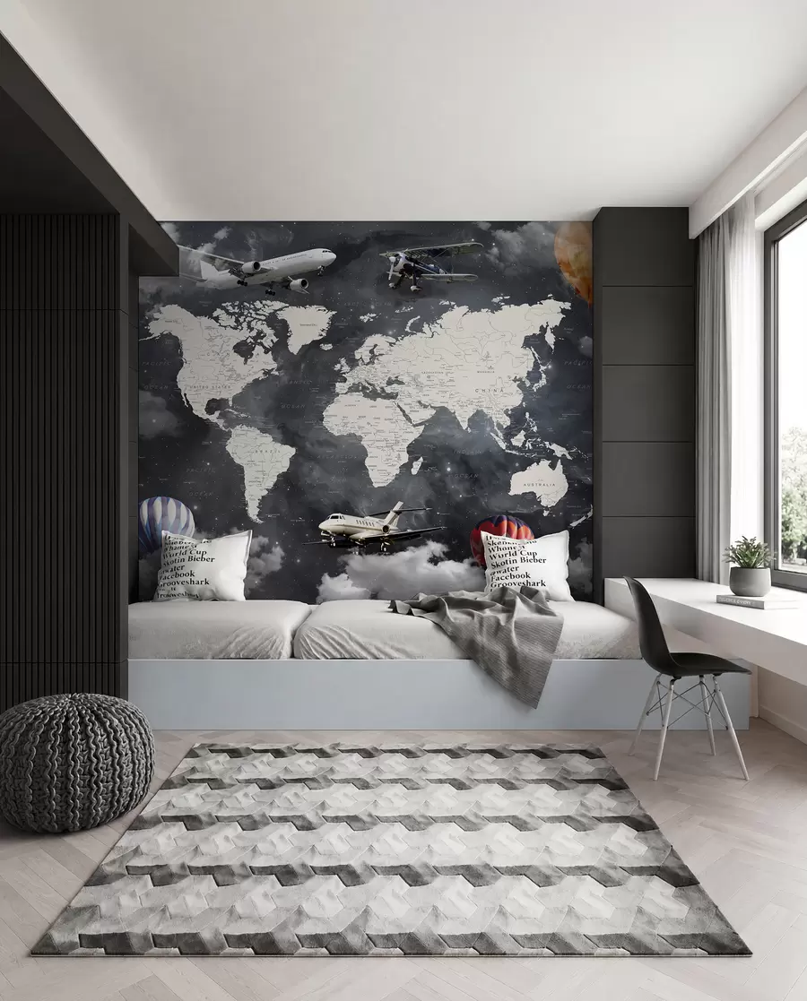 Fotobehang Kaart en vliegtuigen u72597