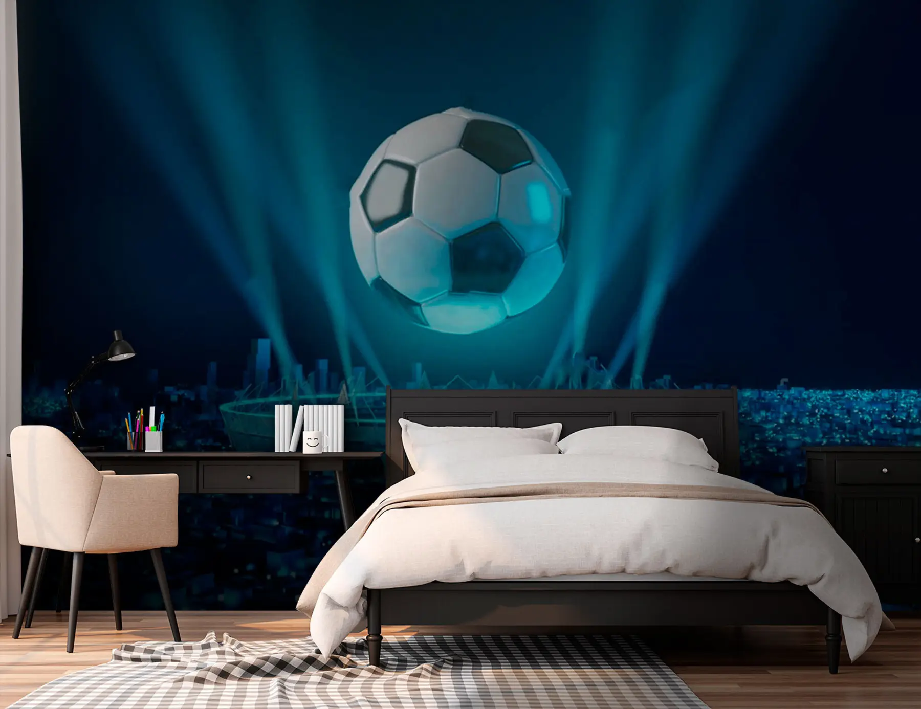 Fotobehang Bal tegen de achtergrond van het stadion u72793