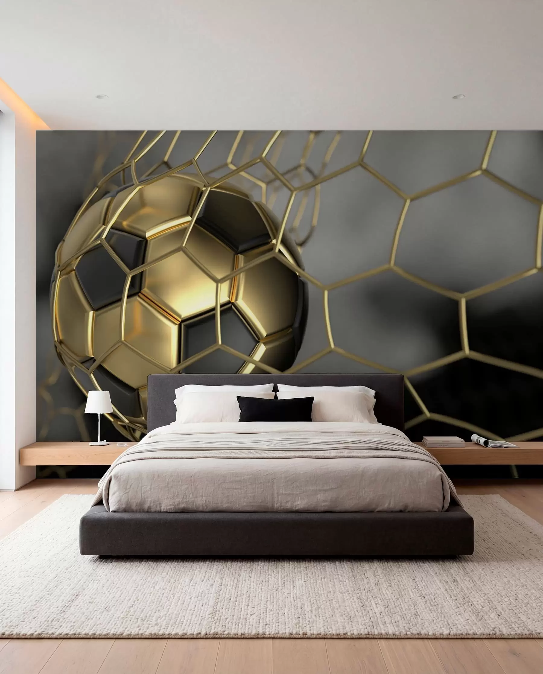 Fotobehang Een voetbal in het doel u73010