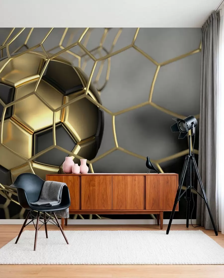 Fotobehang Een voetbal in het doel u73010