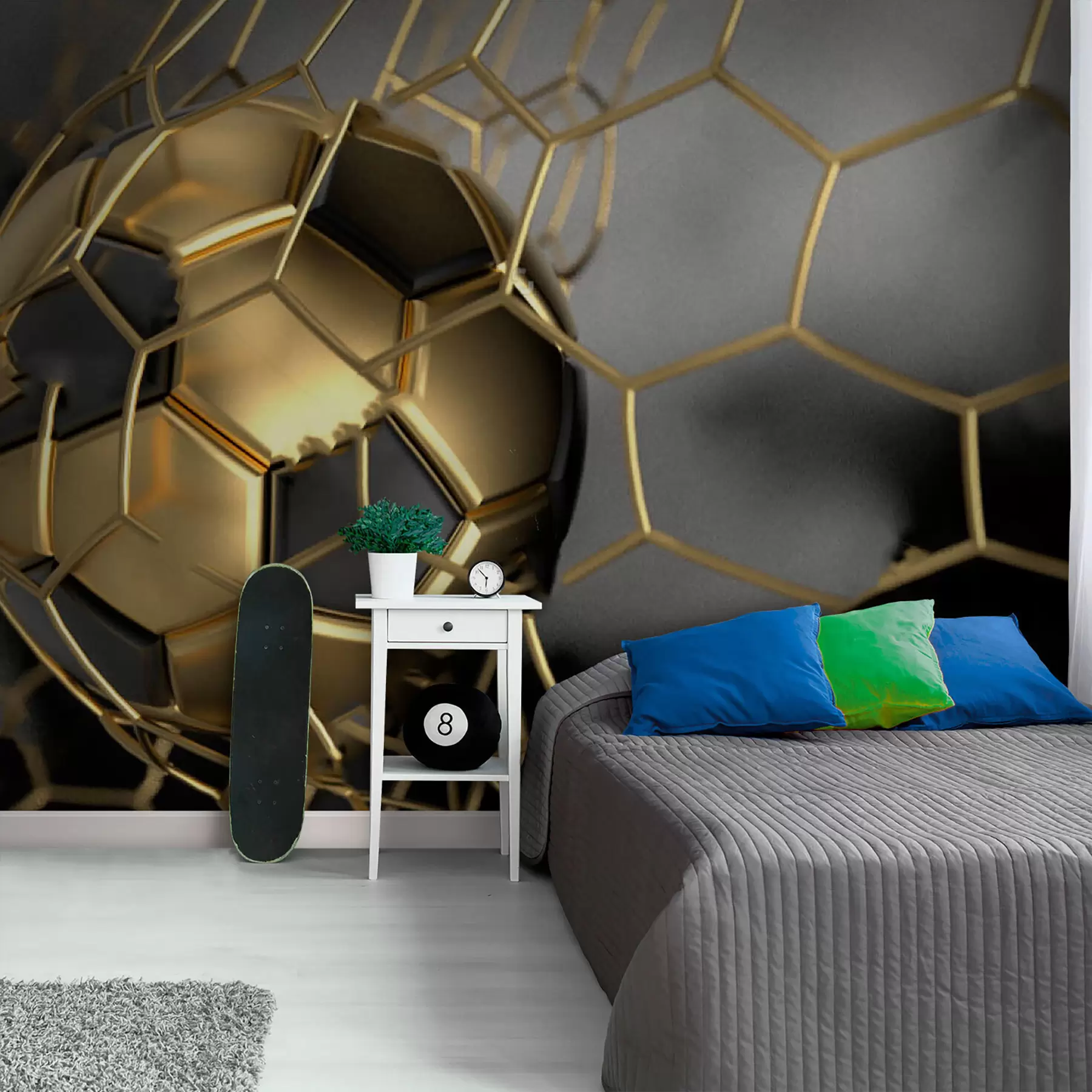 Peintures Un ballon de football dans le but u73010