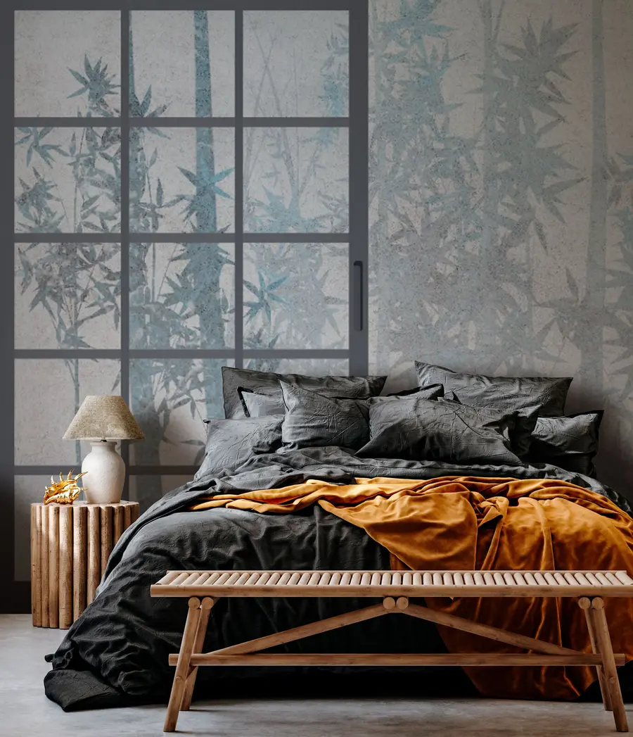 Fotobehang Bamboe Japanse traditionele deurstijl Japandi-stijl u73365