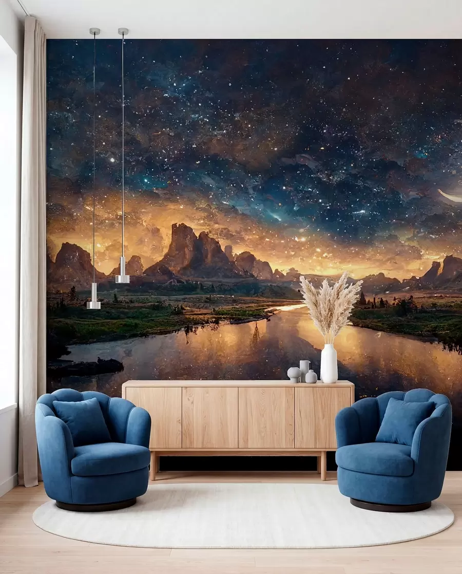 Fotobehang Magische nacht in een andere wereld u79812