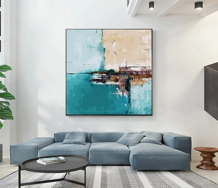 Fotobehang Abstracte stad aan de azuurblauwe cote s01169