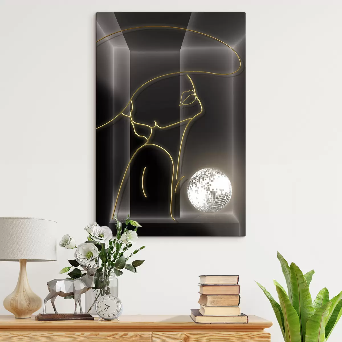  Peintures Femme avec un chapeau sur fond de lune s01416