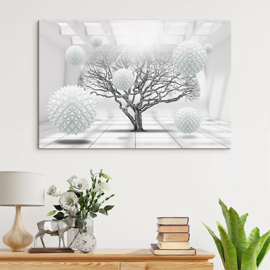 Fotobehang Wit, plant een boom s02828