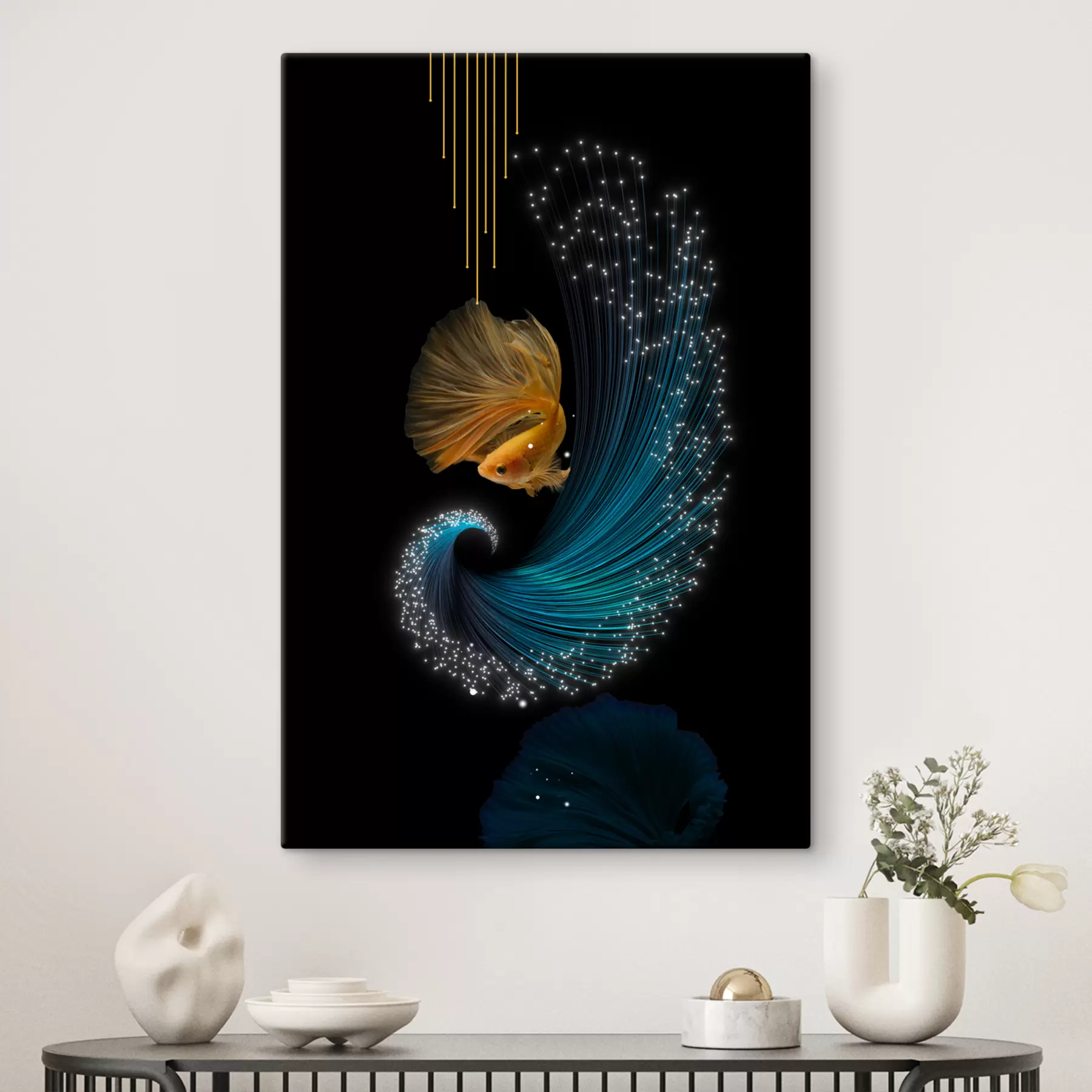 Fotobehang Een vis in een abstracte ruimte s02874