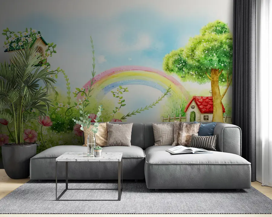 Fotobehang Regenboog, plant en bloem u57050