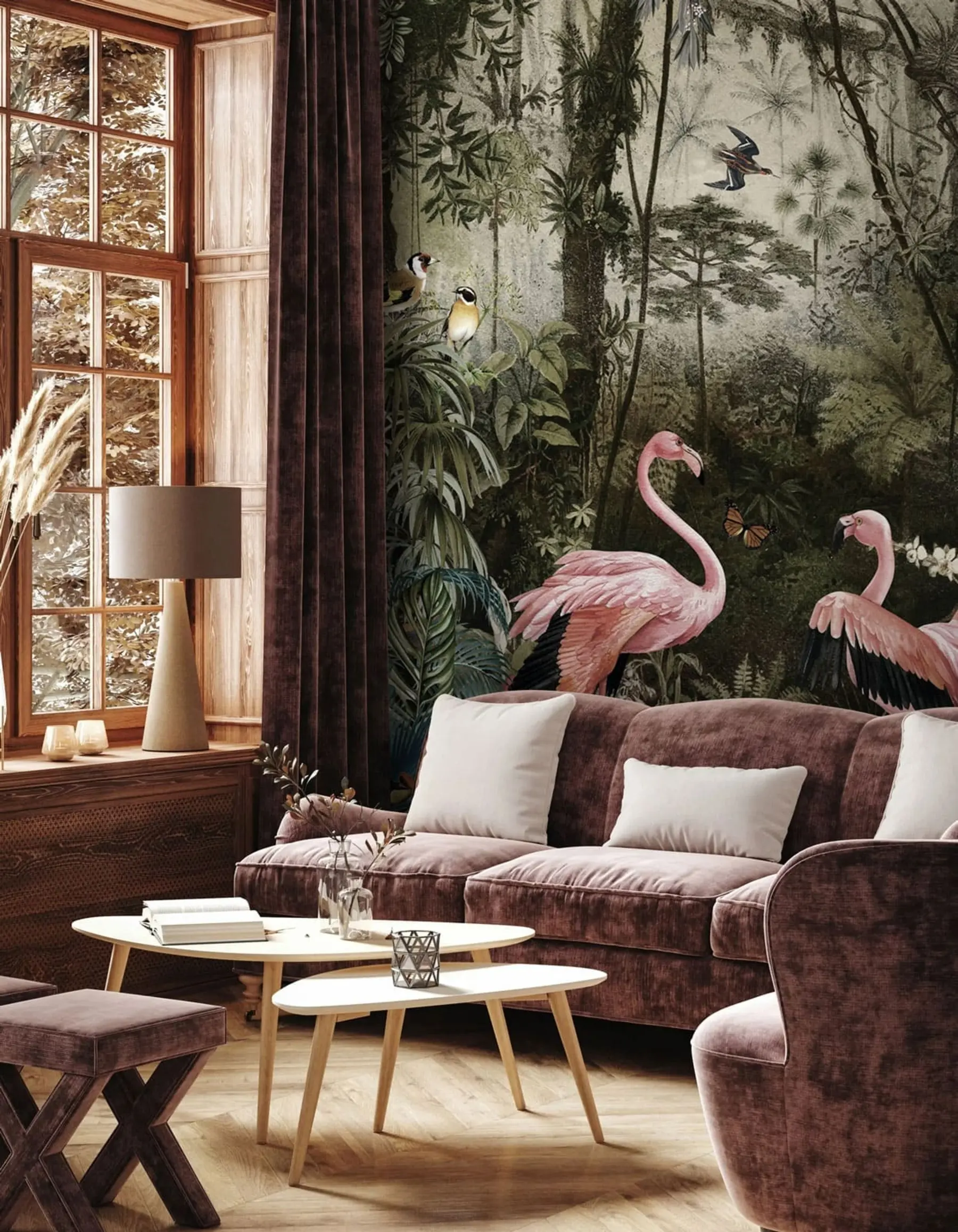 Fotobehang Tropische vogels en flamingo's in de jungle u73568