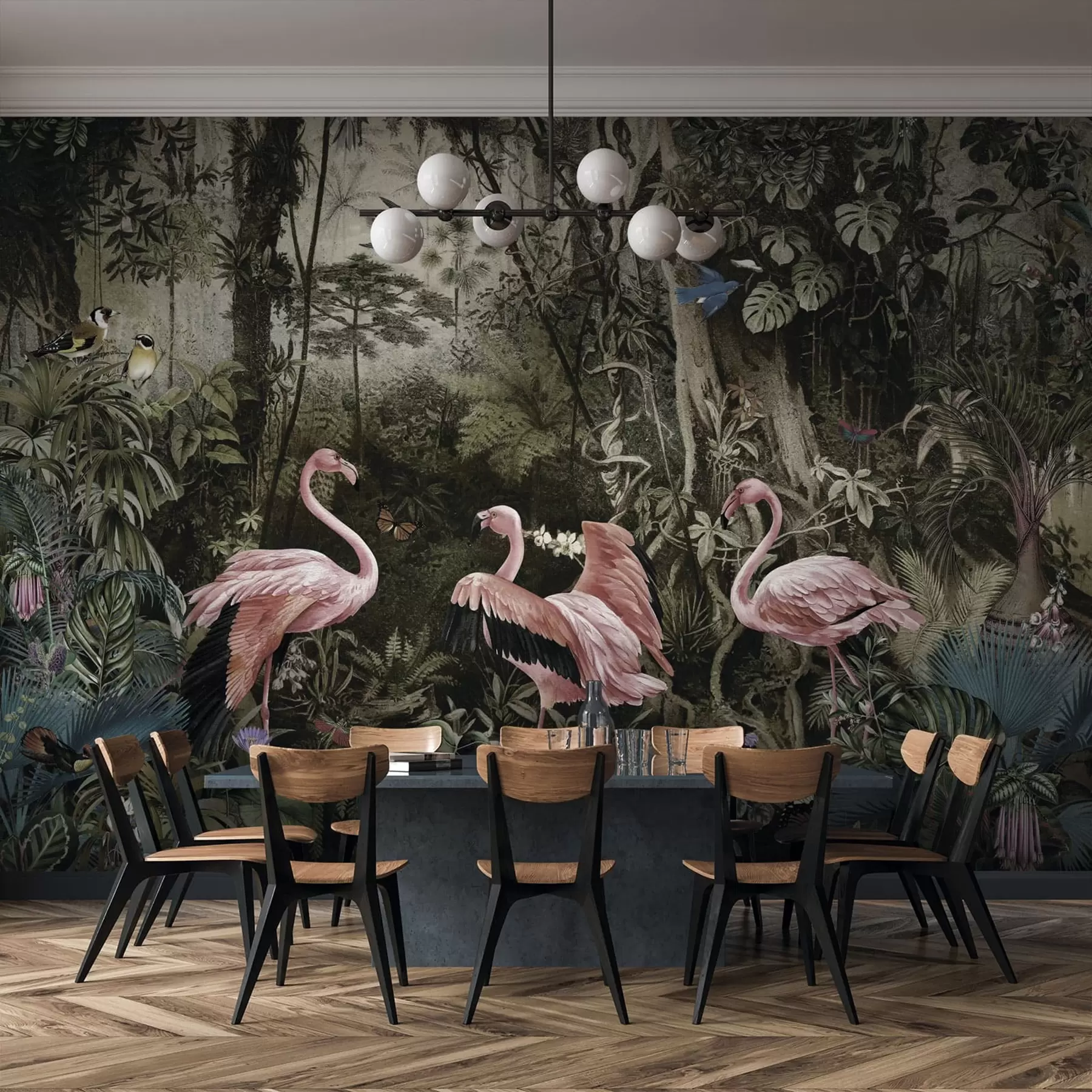 Fotobehang Tropische vogels en flamingo's in de jungle u73568