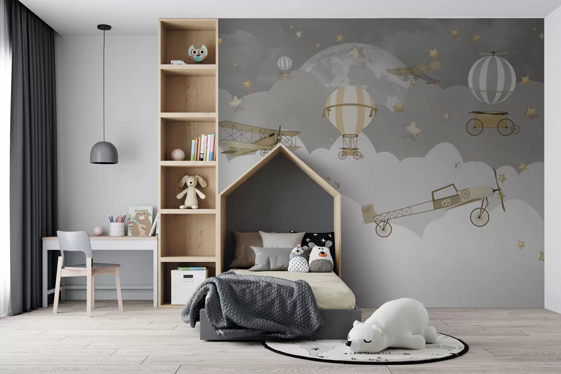 Fotobehang Kindervliegtuigen en ballonnen u73883