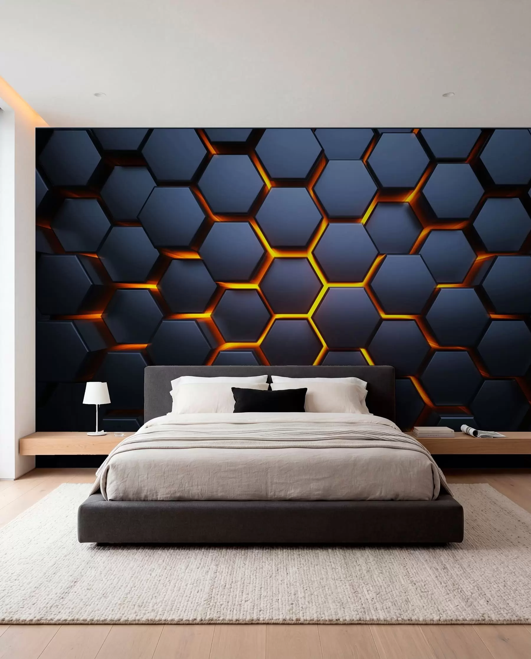 Fotobehang Amberkleurige honingraat u93570