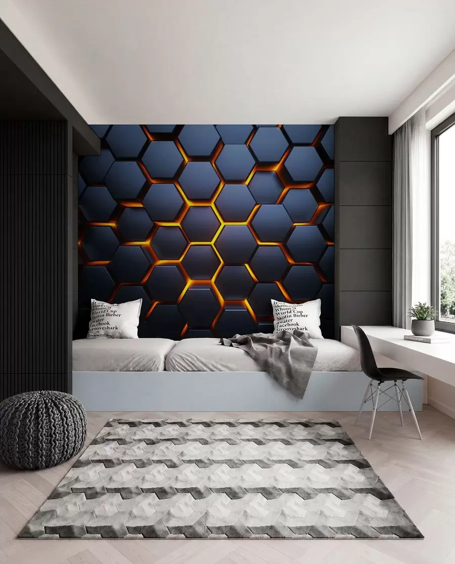 Fotobehang Amberkleurige honingraat u93570