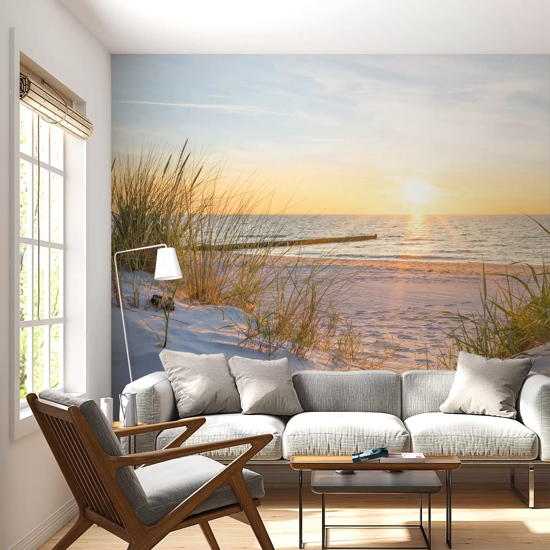 Papier peint photo Photo/panoramique plage avec coucher de soleil u93577