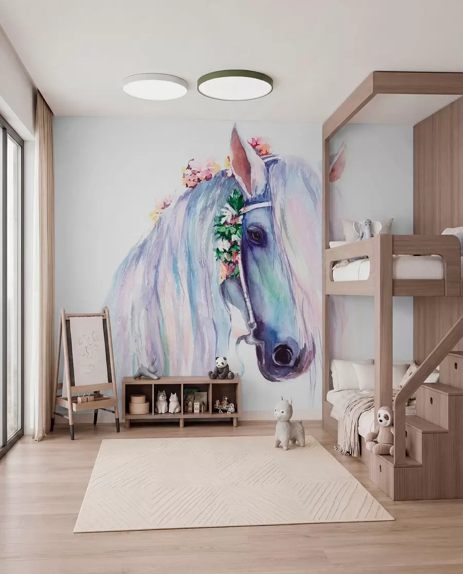 Papier peint photo Cheval à la crinière pastel u93591