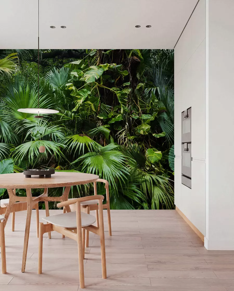 Papier peint photo Feuilles humides dans la jungle u93616