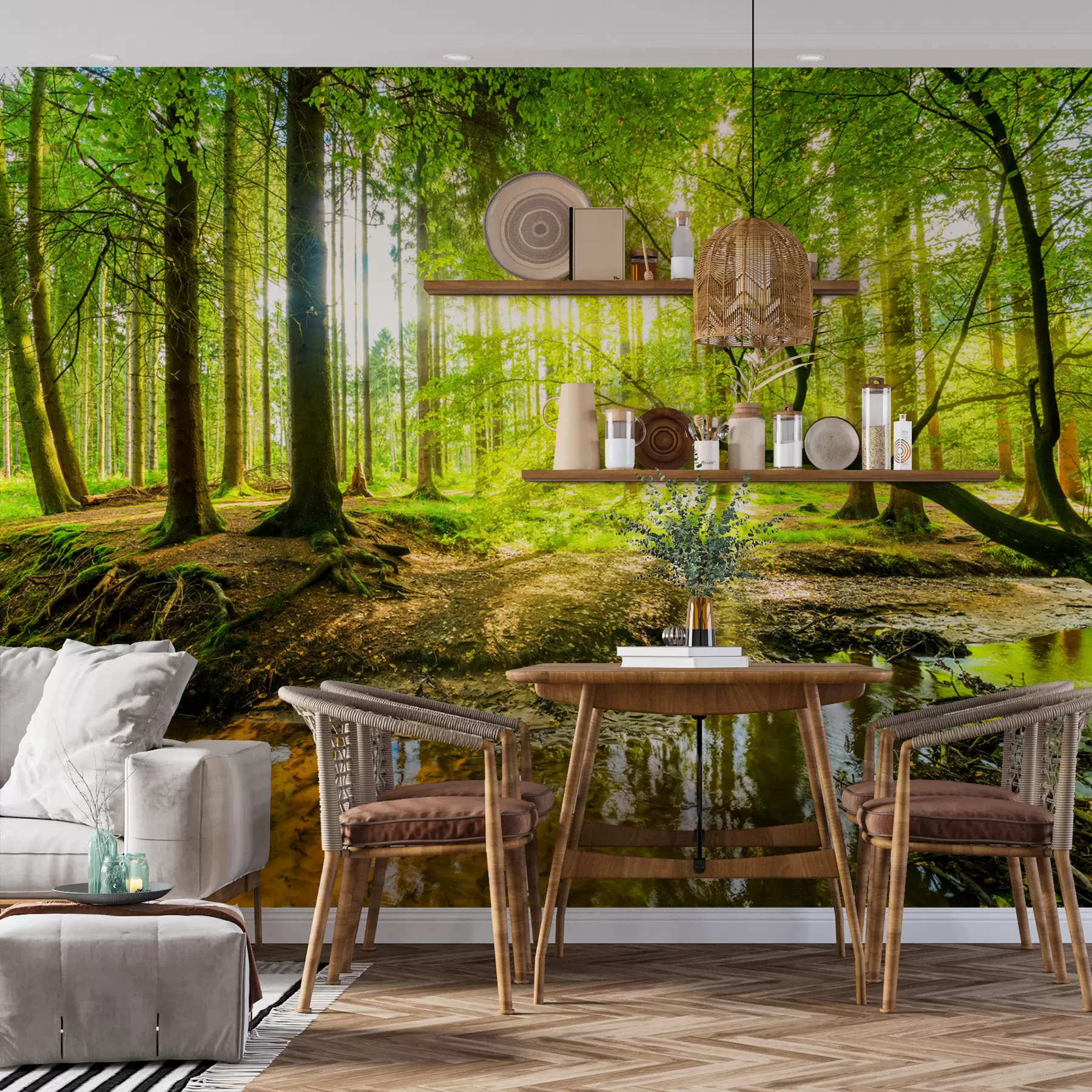 Papier peint photo Transparence du flux forestier u93621