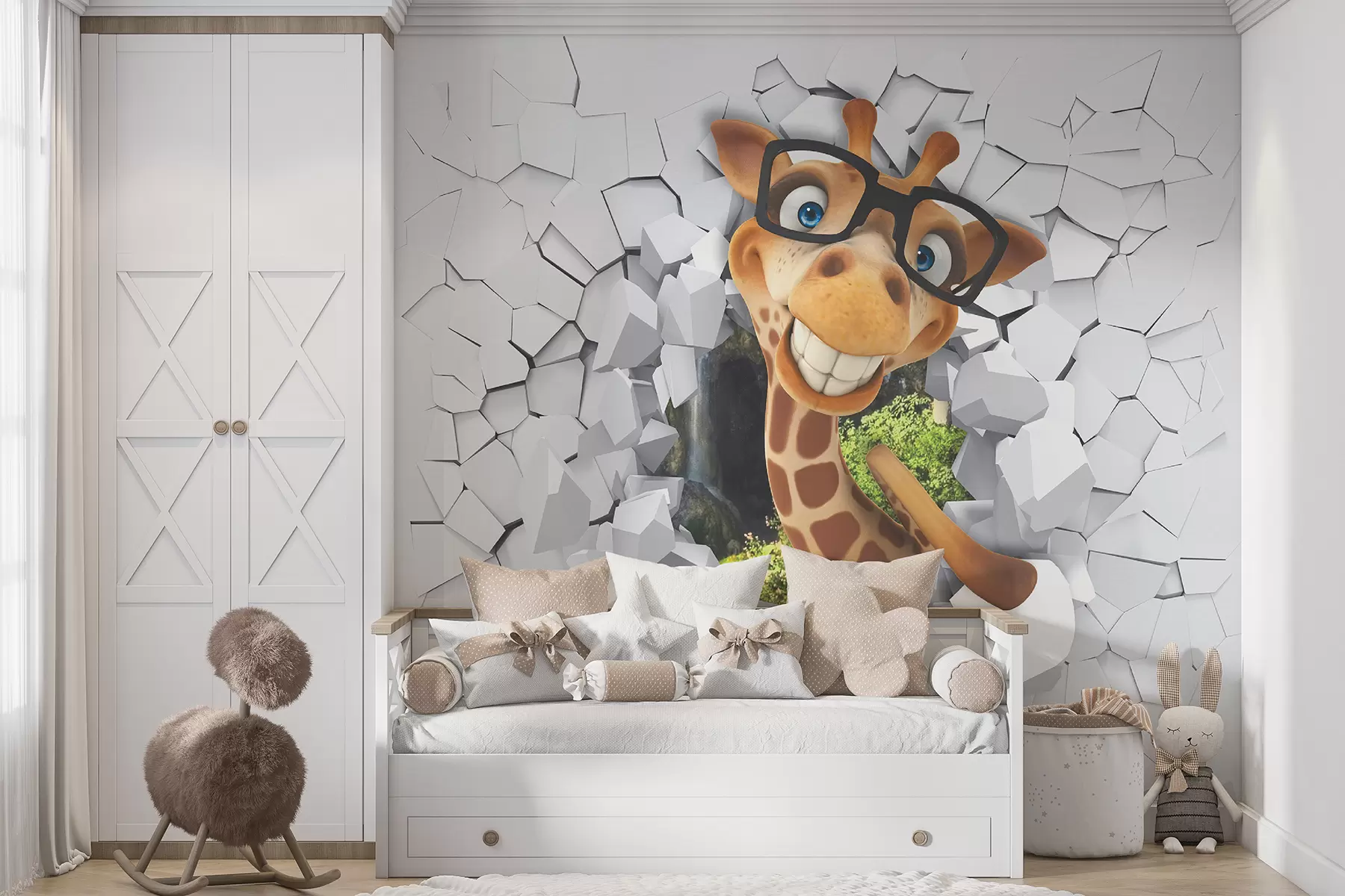 Papier peint photo girafe 3D u93624