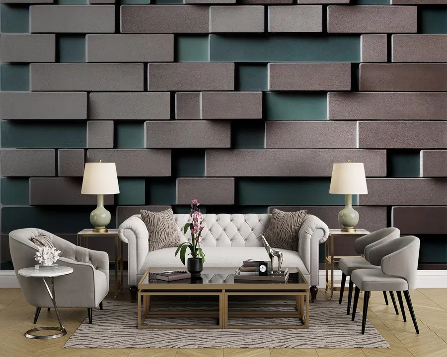 Fotobehang Eigendom, rechthoek en azuurblauw u93411