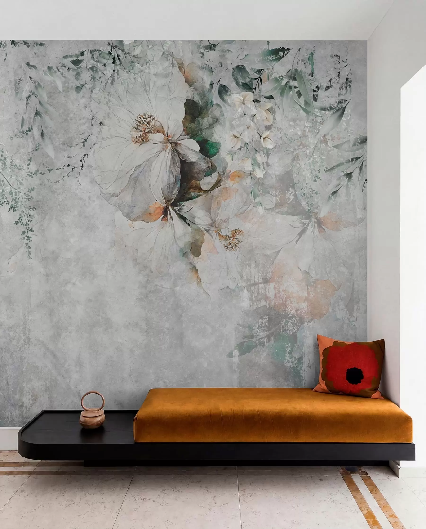 Fotobehang Bloem op concrete grungeachtergrond u73969