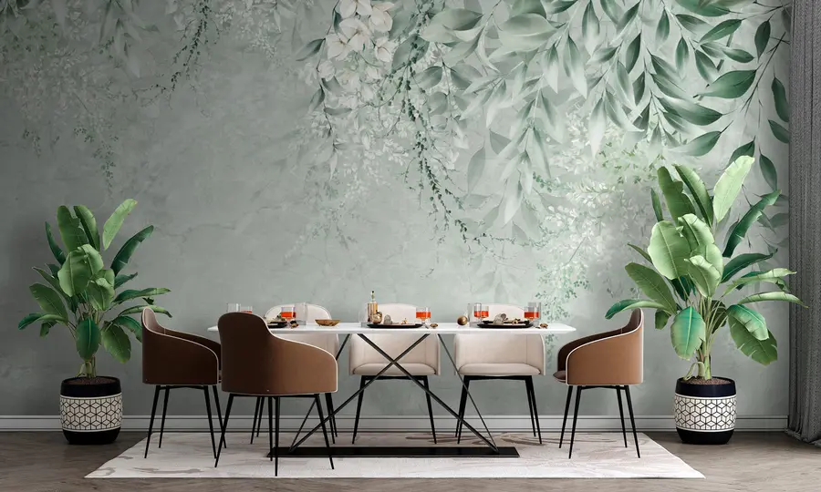 Fotobehang Botanische bloemen op marmer u73982