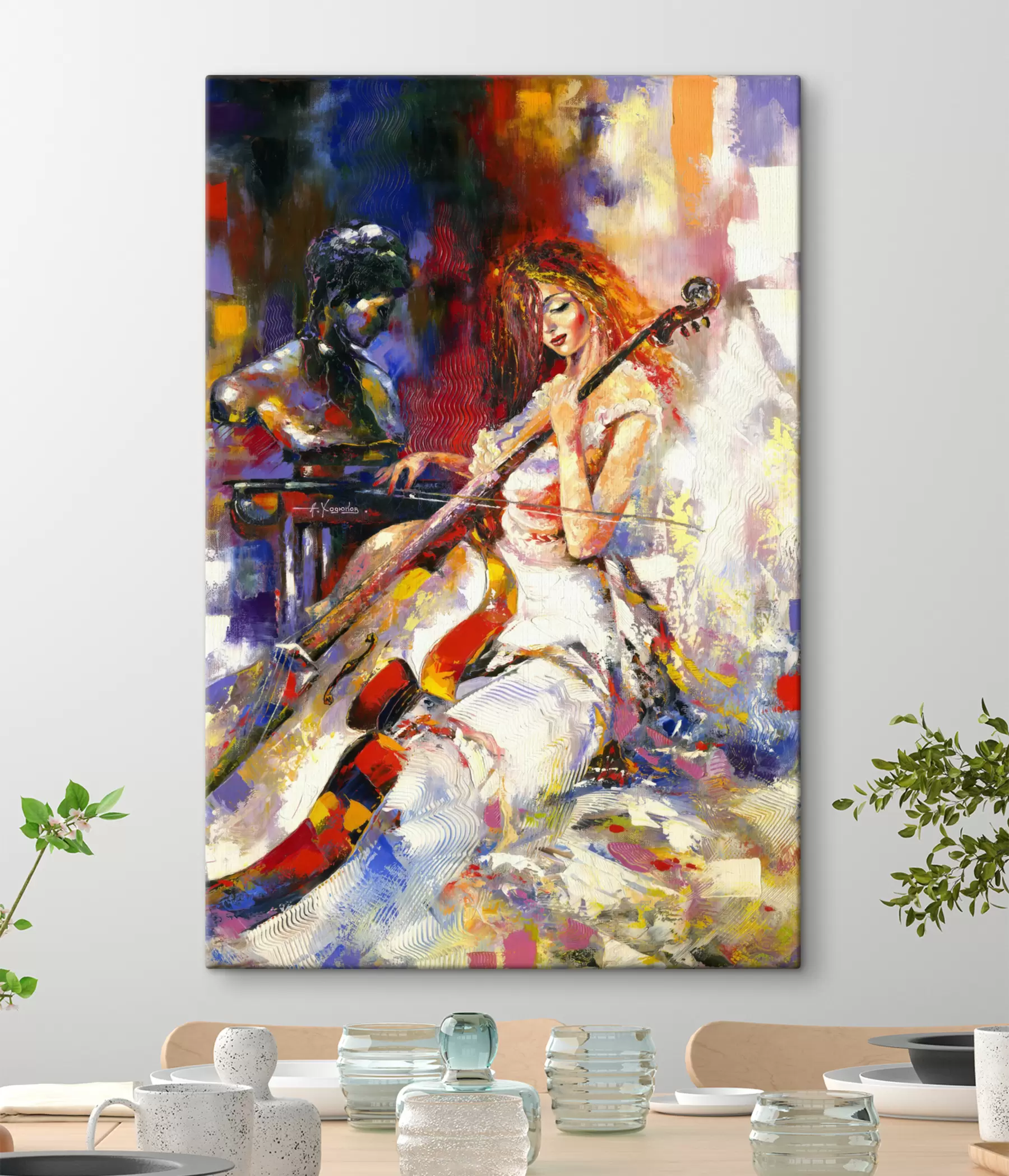 Fotobehang Verf, kunstverf en muziekinstrument s16795