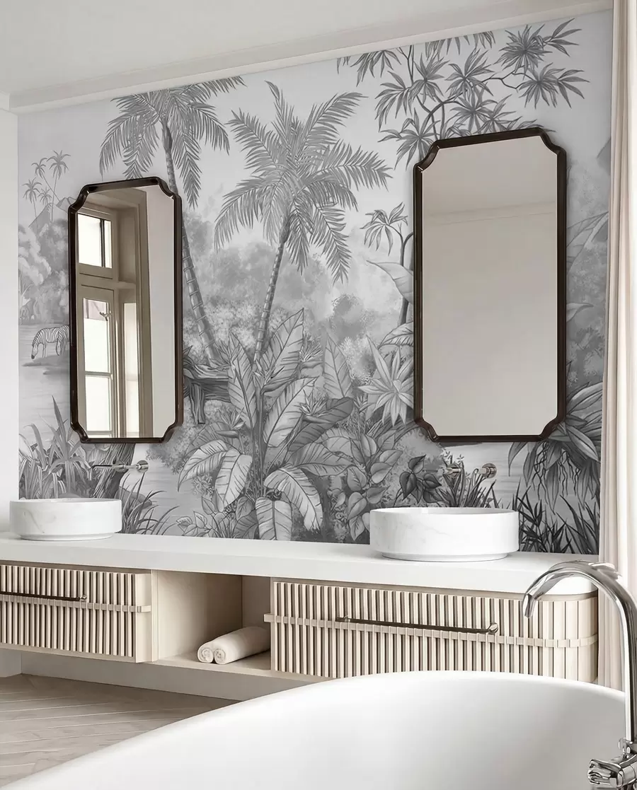 Fotobehang Zwart-witte tropen u59039