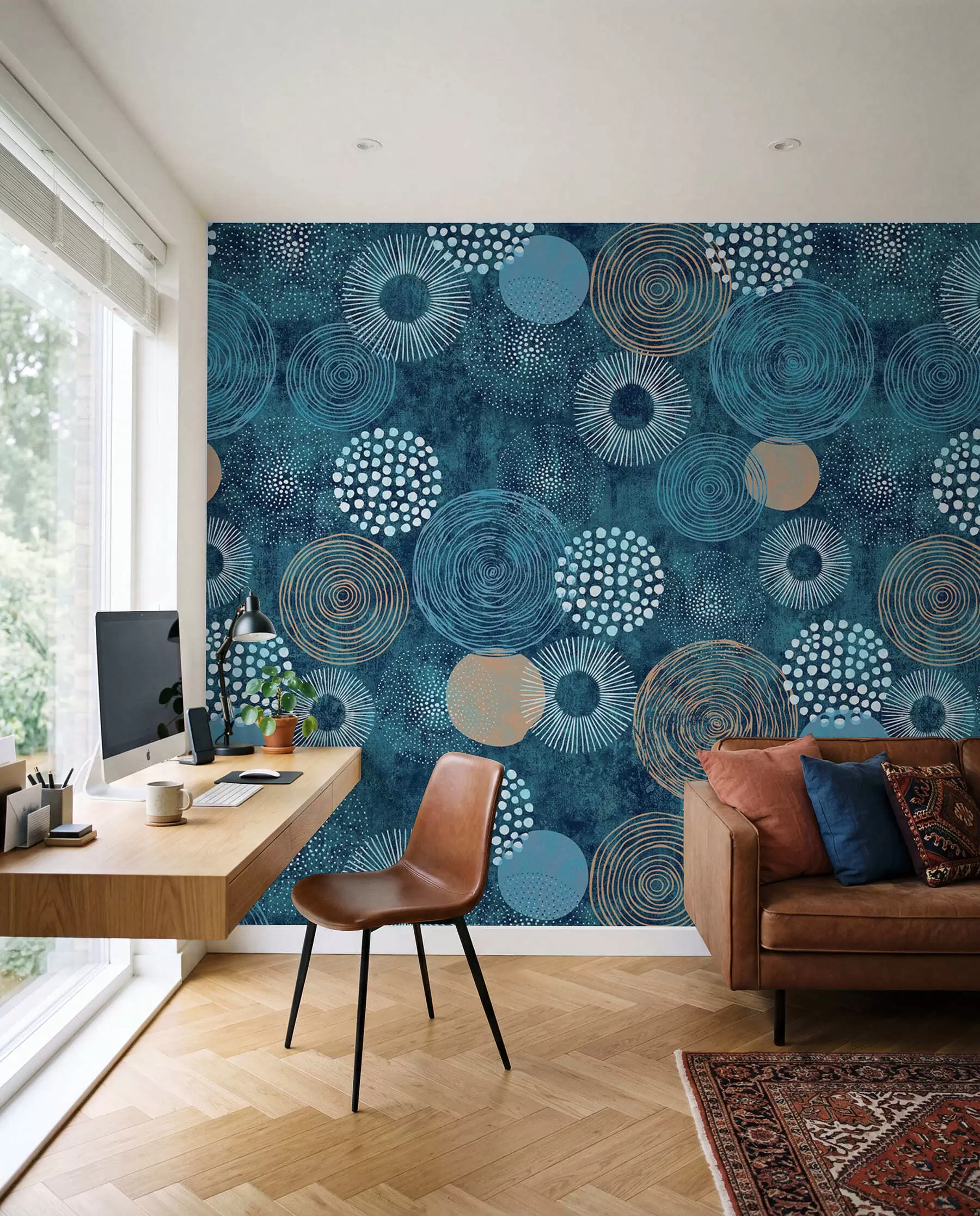 Fotobehang Cirkelstudies in indigo u59376