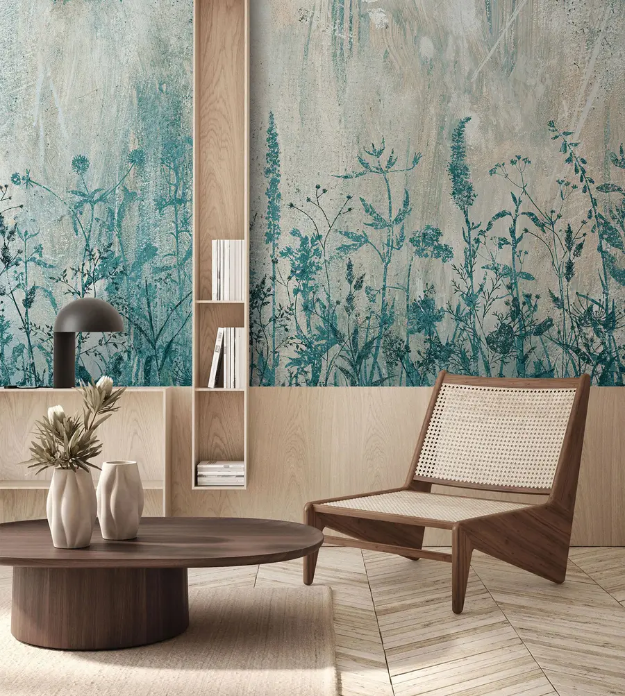 Papier peint photo Plantes vertes sur un mur en béton u93666