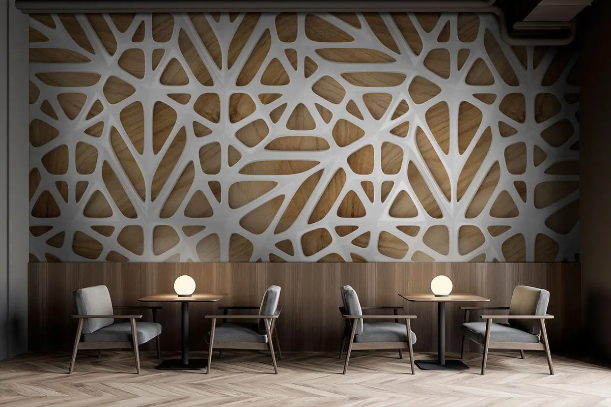 Fotobehang Wit patroon op een beige achtergrond u93676