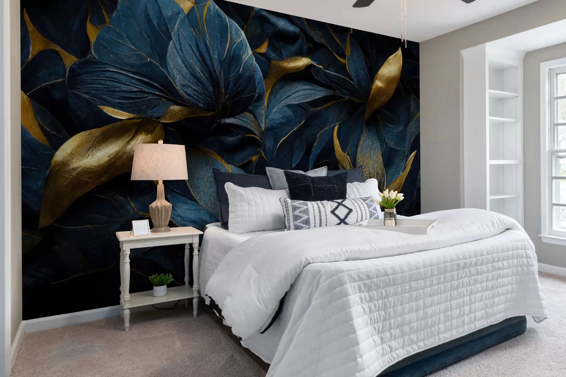 Fotobehang Blauwe koninklijke bloemen u74140