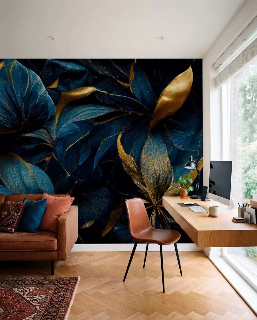 Fotobehang Blauwe koninklijke bloemen u74140