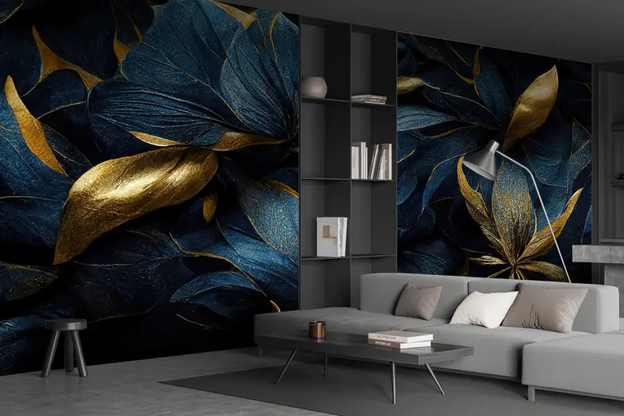 Fotobehang Blauwe koninklijke bloemen u74140
