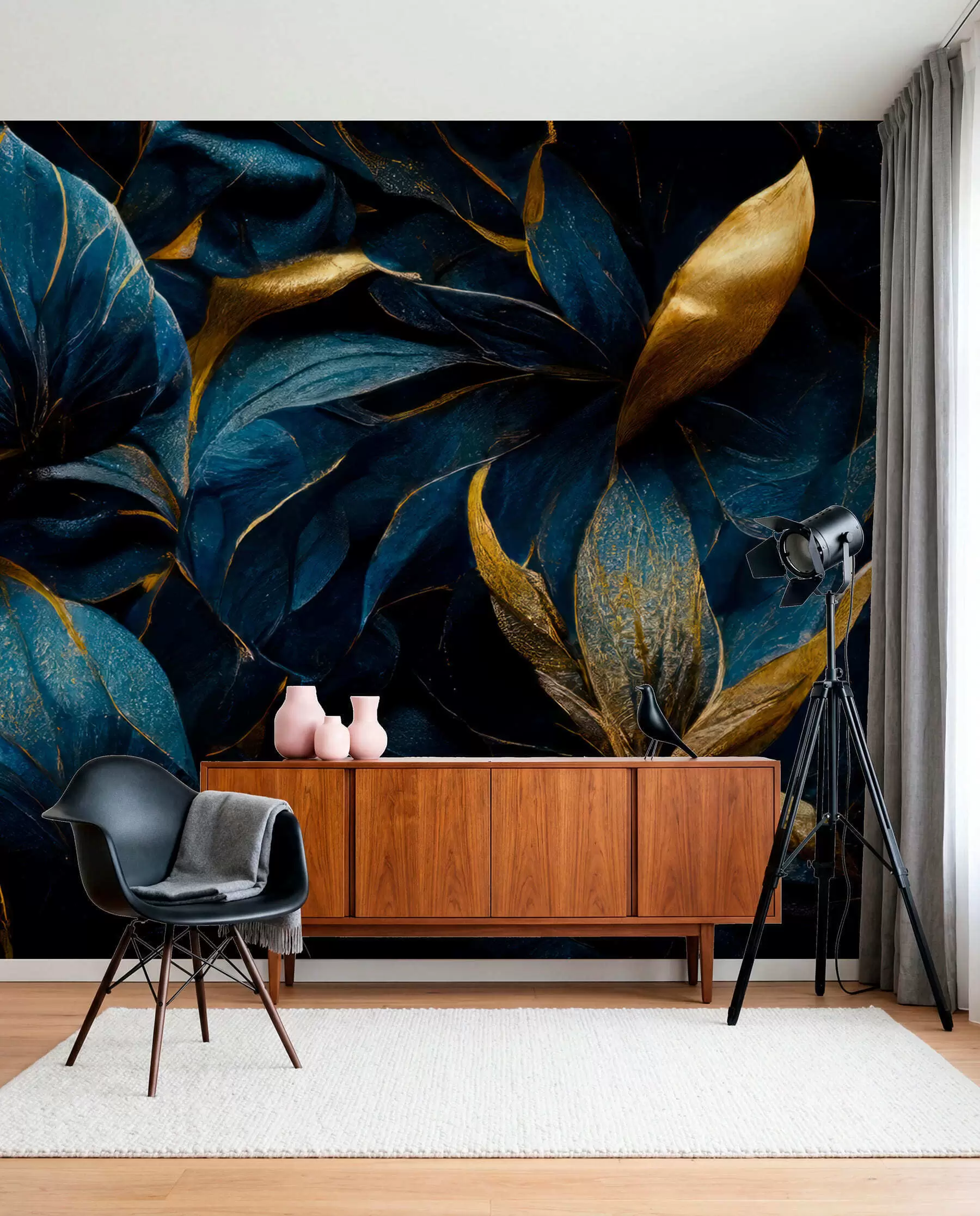 Fotobehang Blauwe koninklijke bloemen u74140