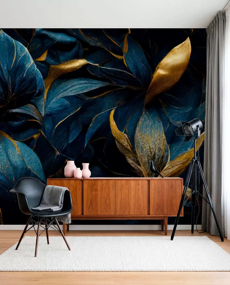 Fotobehang Blauwe koninklijke bloemen u74140