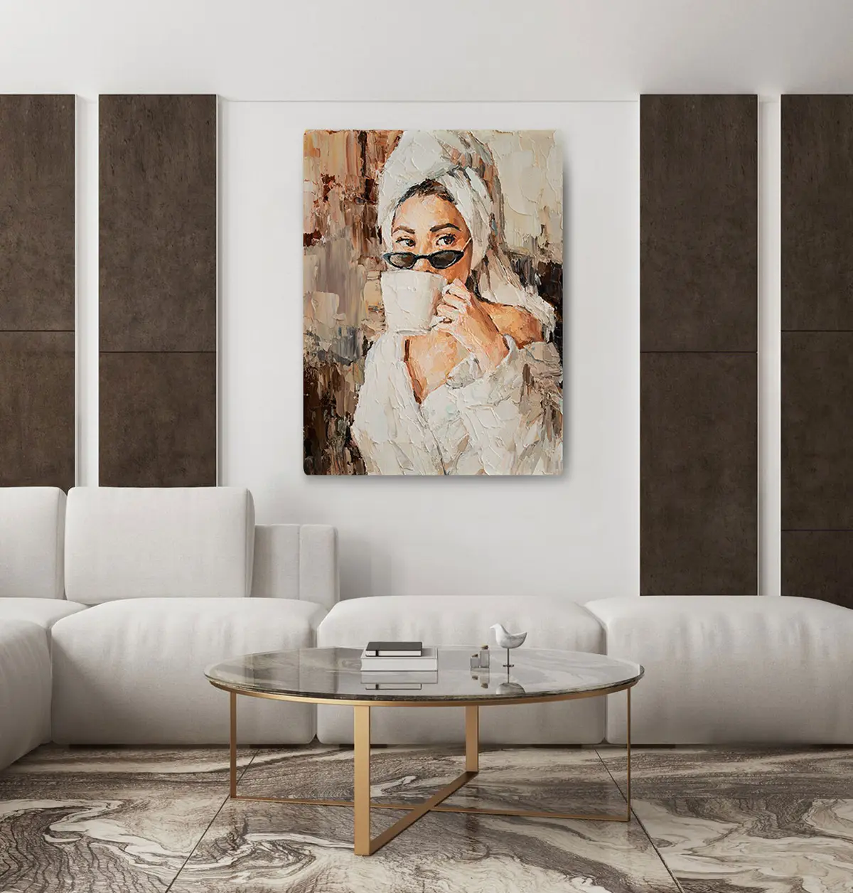  Peintures Une fille avec du café s25964