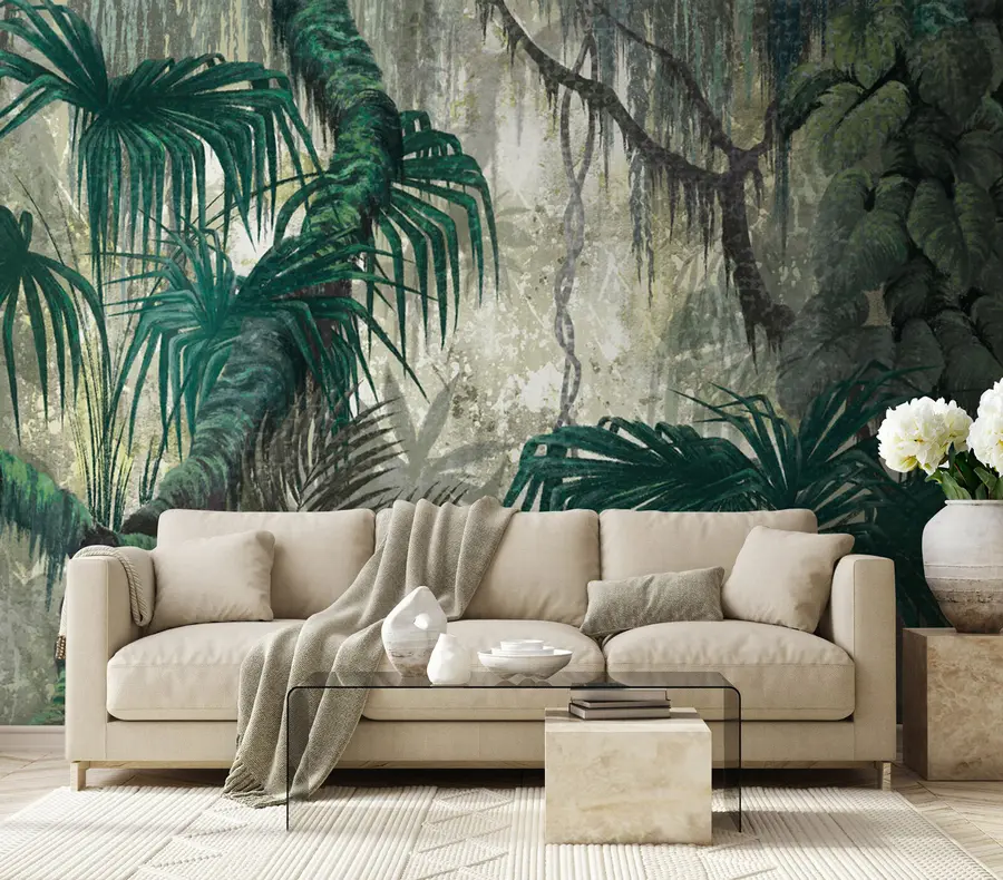 Papier peint photo Plantes et arbres tropicaux sur fond texturé u78695