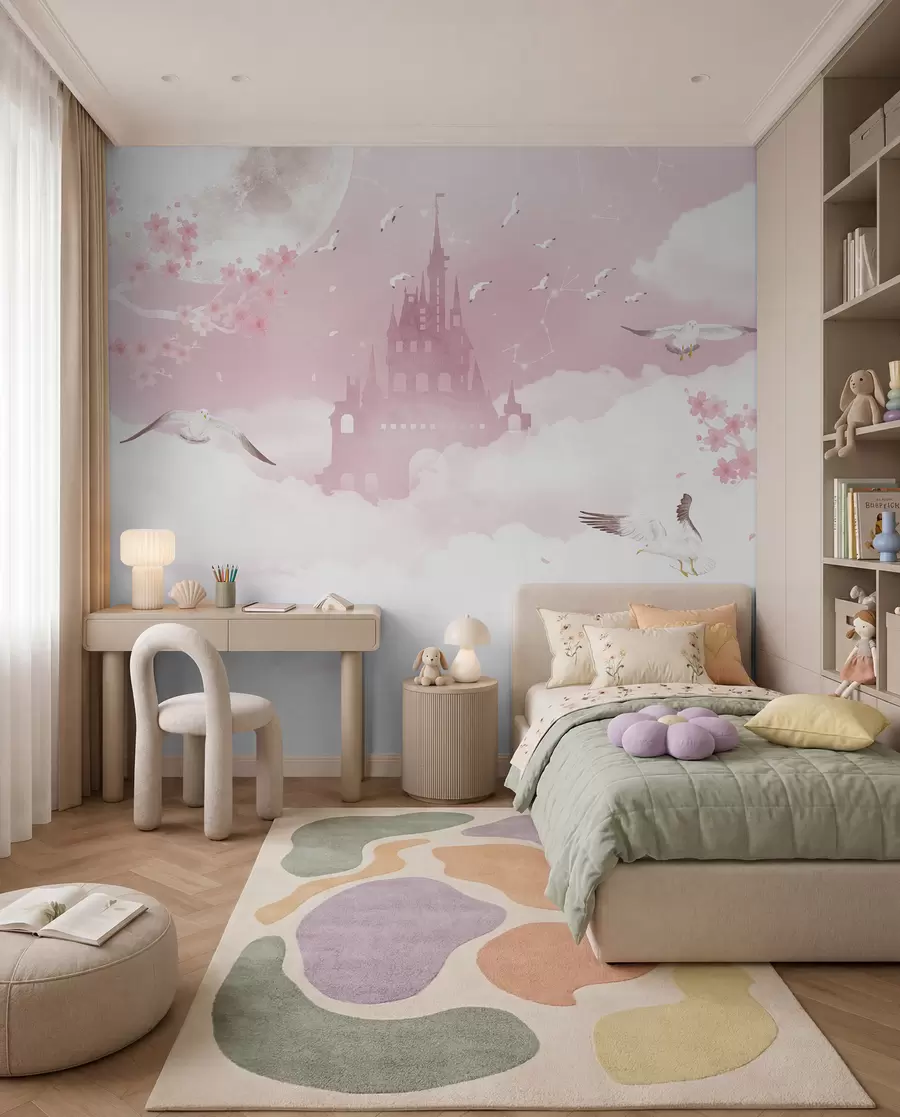 Papier peint photo Château dans les nuages roses u41232