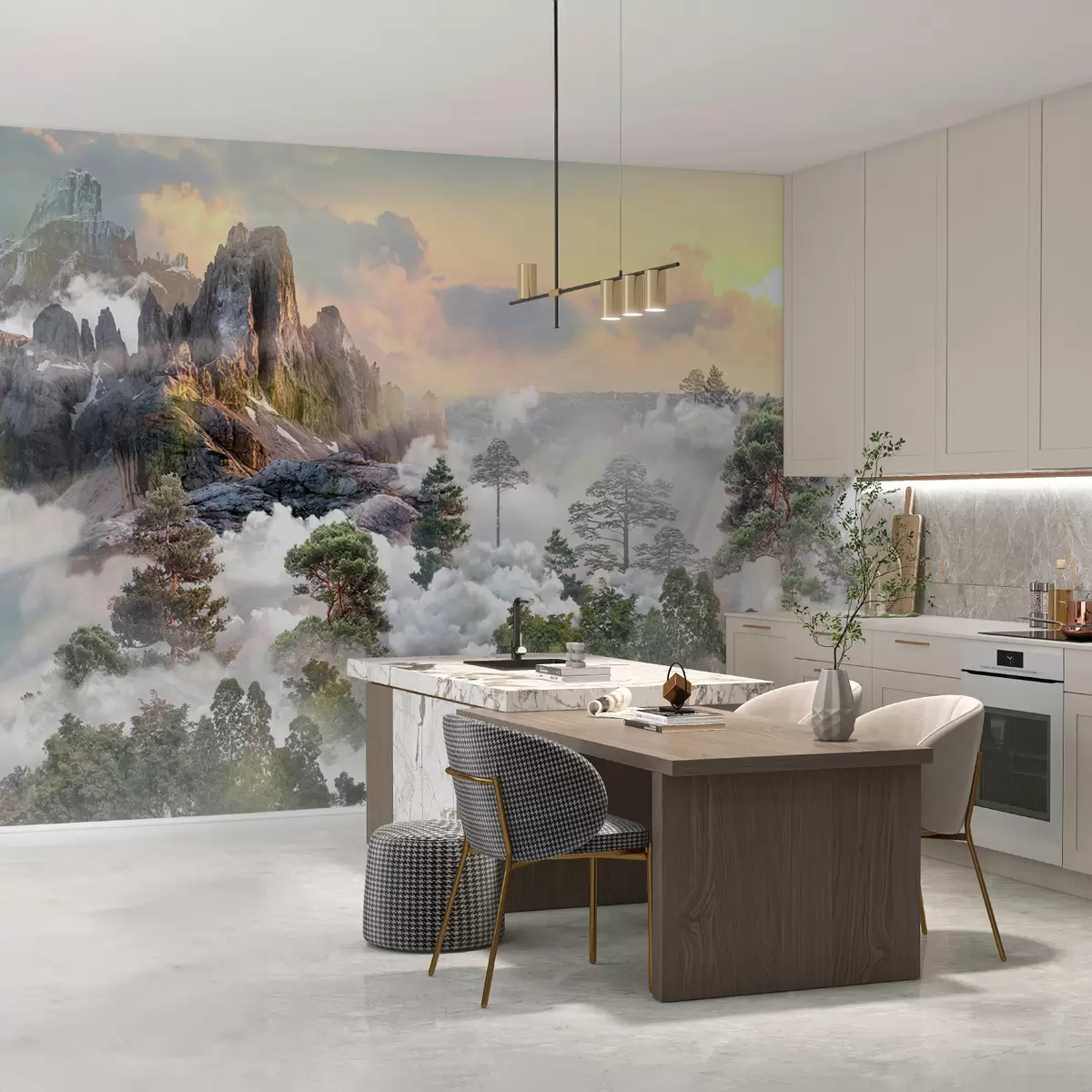 Papier peint photo Forêt de pins dans la brume u80212