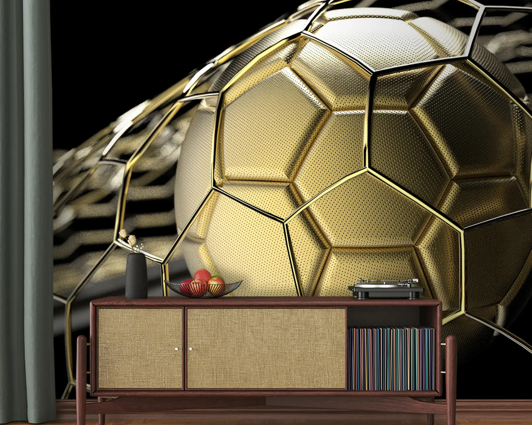 Fotobehang Voetbal in het rooster u94060