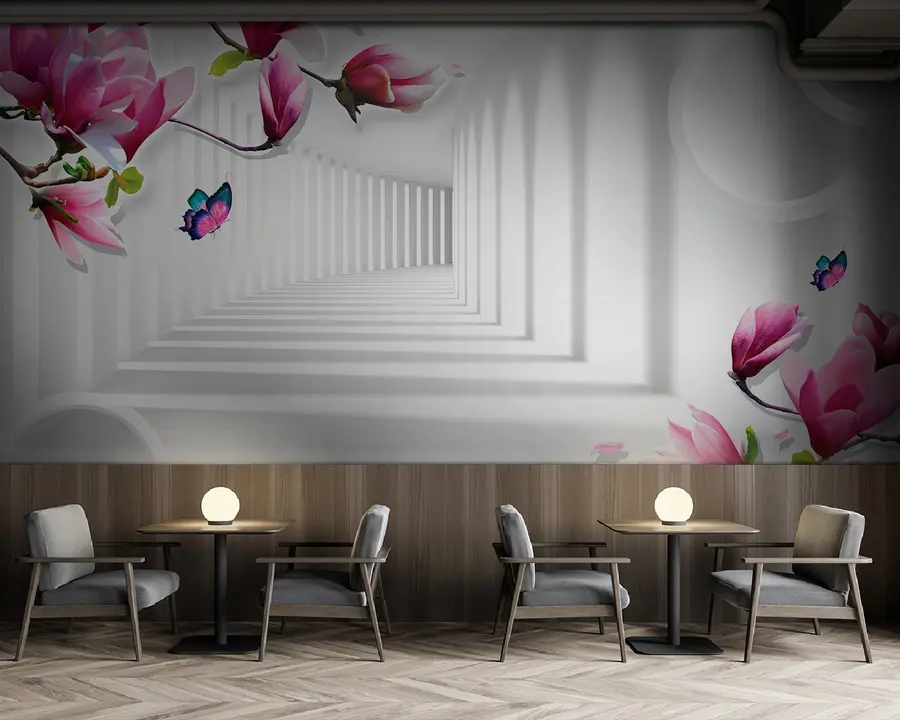 Fotobehang Magnolia takken in de tunnel u94055