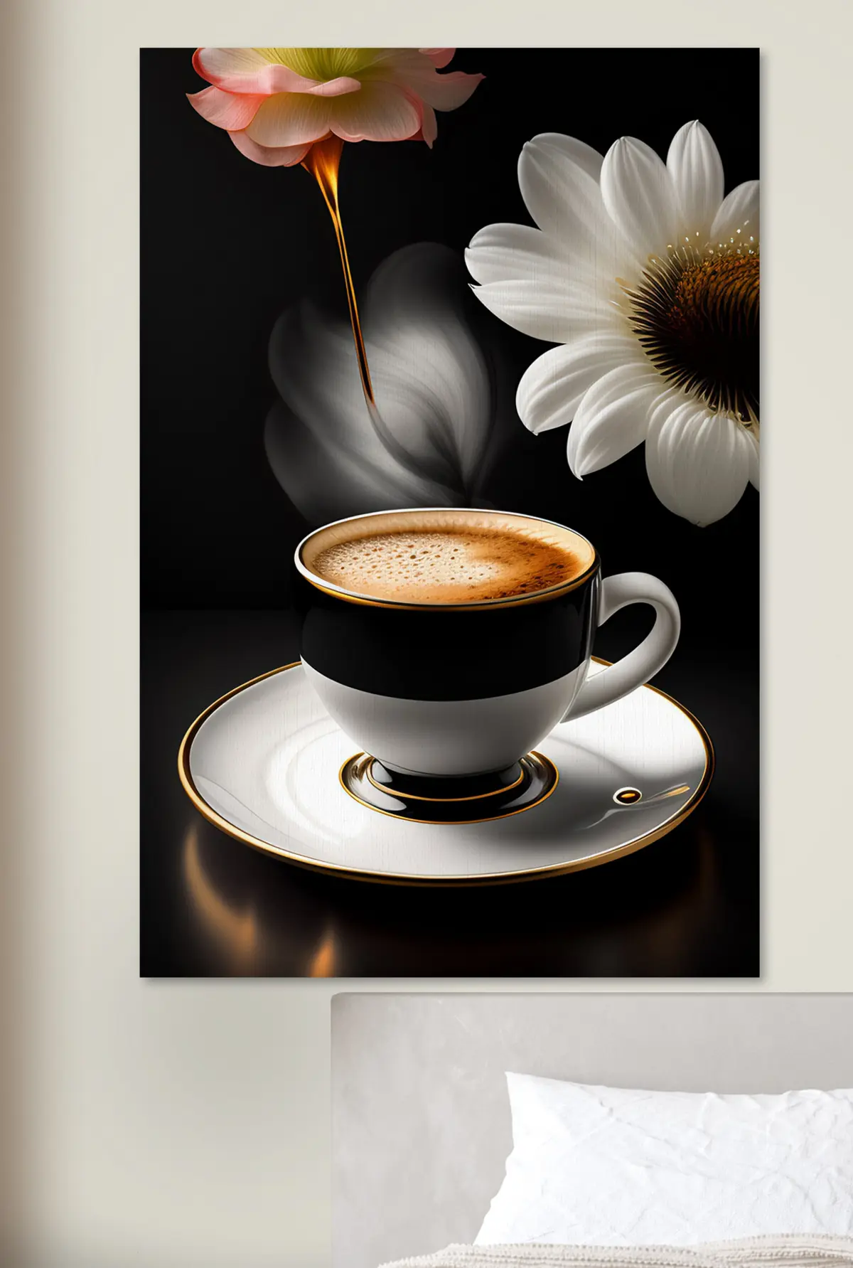  Peintures Une tasse de café avec des fleurs s32167