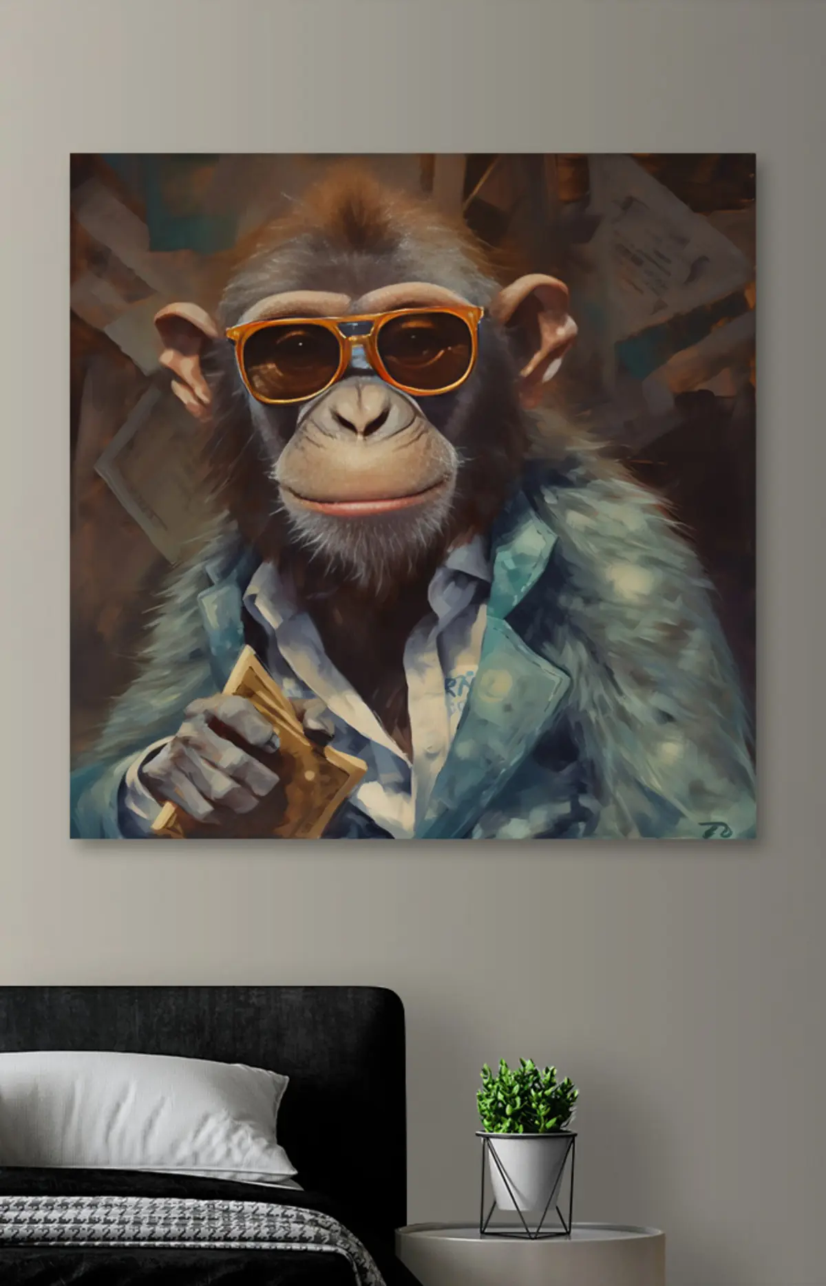  Peintures Singe avec un portefeuille s32172