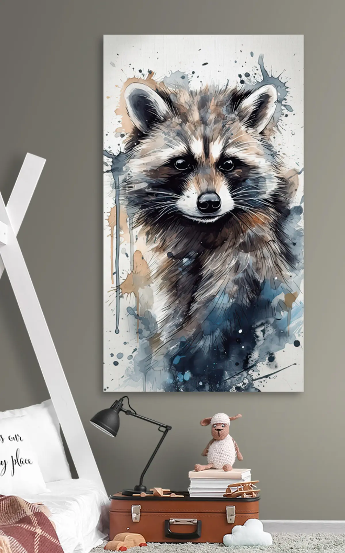  Schilderijen Wasbeer in aquarelstijl s32306