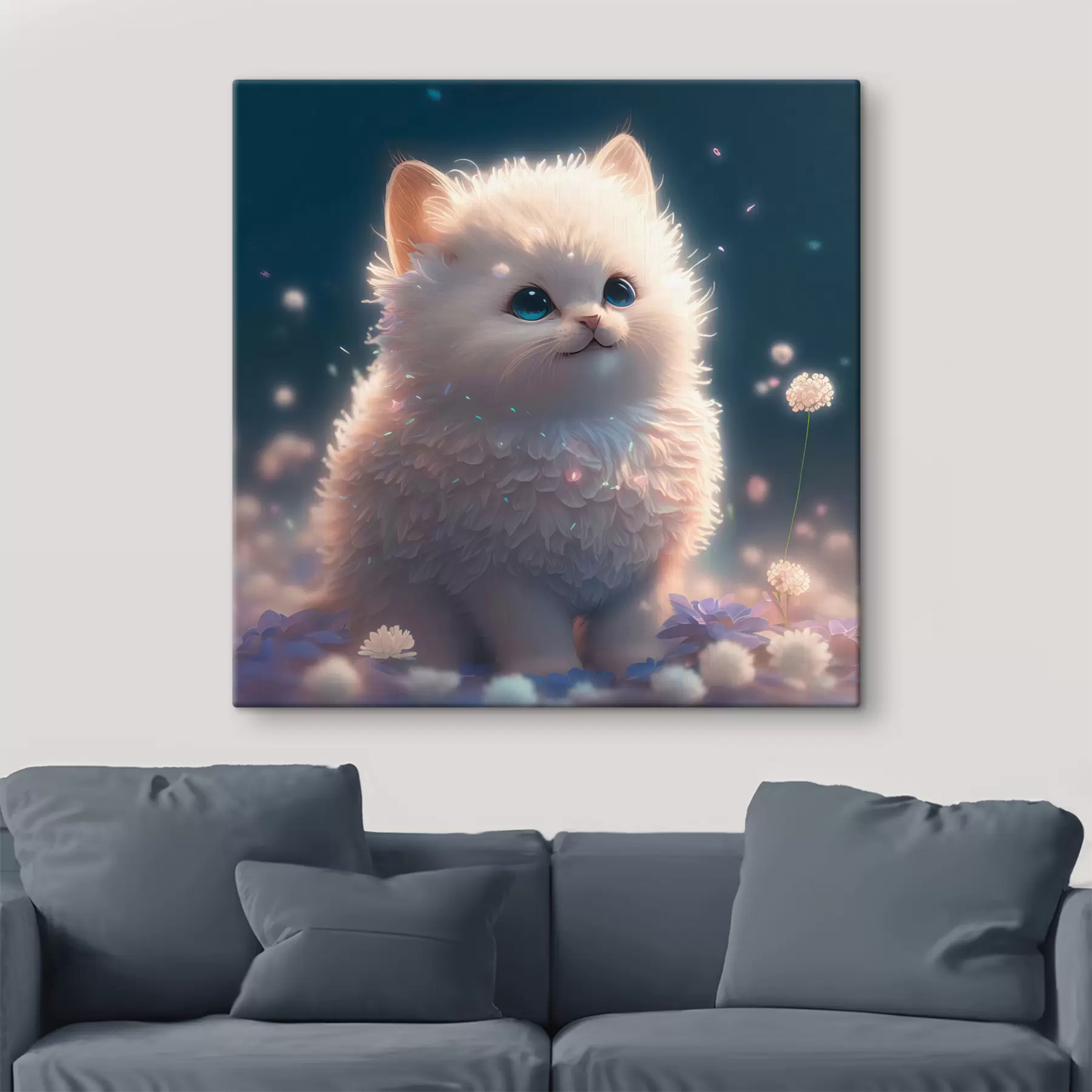  Peintures Chaton avec des fleurs s31842