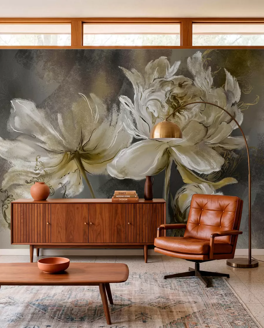 Fotobehang Vintage bloemen op een textuurachtergrond u78738