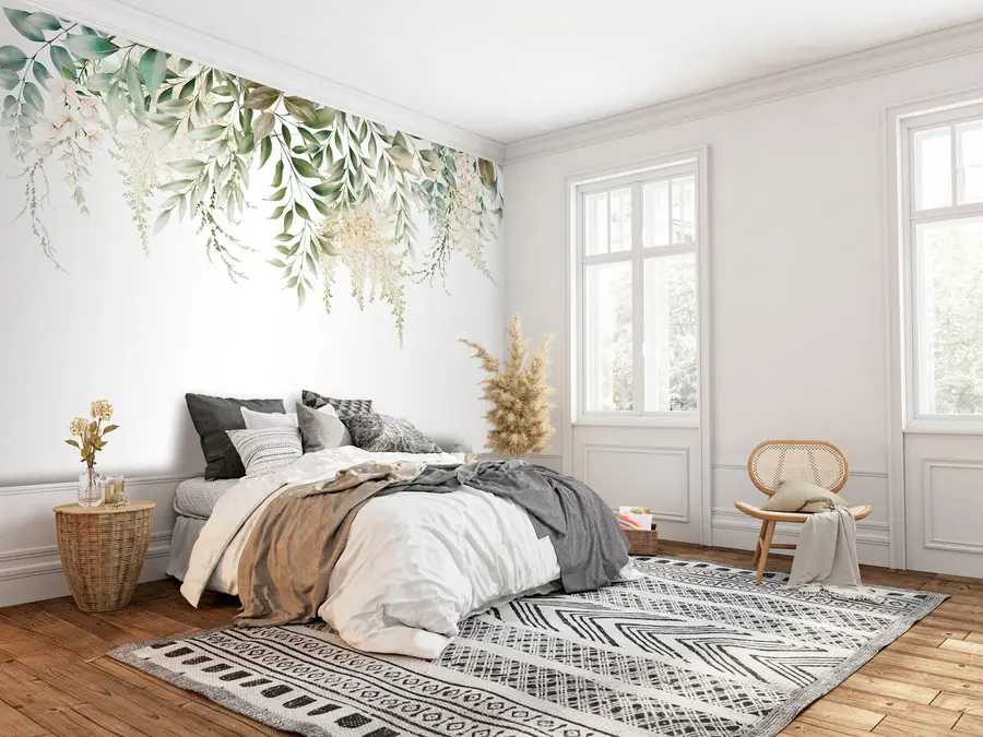 Fotobehang Bloemenframe met aquarelgroenten u94197