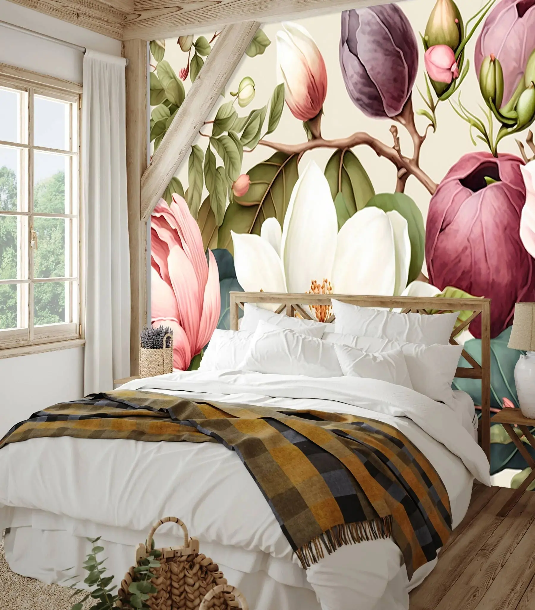 Fotobehang aquarel bloemen lichte borstel u70654