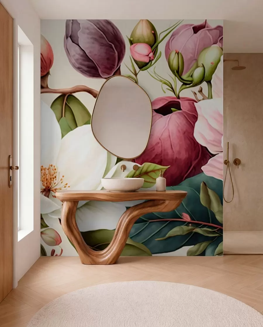 Fotobehang aquarel bloemen lichte borstel u70654
